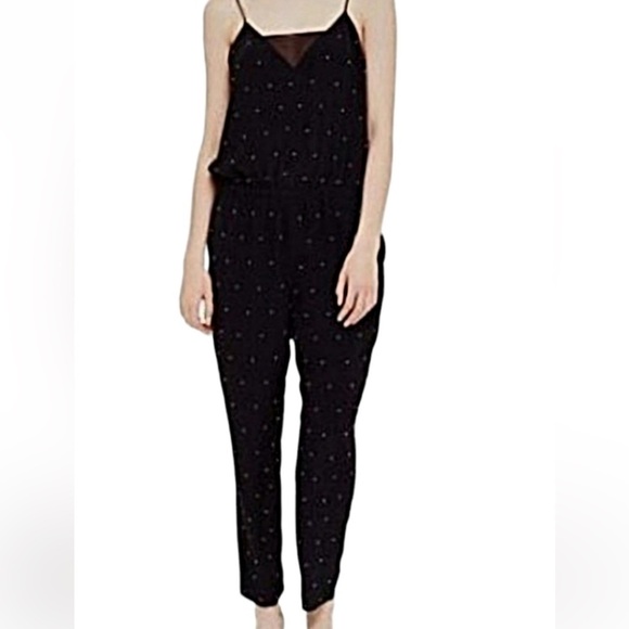 CLUB MONACO Lana hand beaded pearled silk jumpsuit with spaghetti straps size 00 - Picture 6 of 14